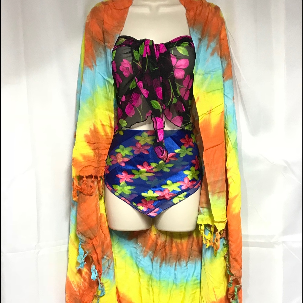 🌟Spin art tyed dyed sarong scarf 60x40 nwot